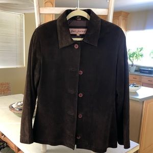 Women’s Vintage Rem Garson Chocolate Brown Suede Leather Jacket.